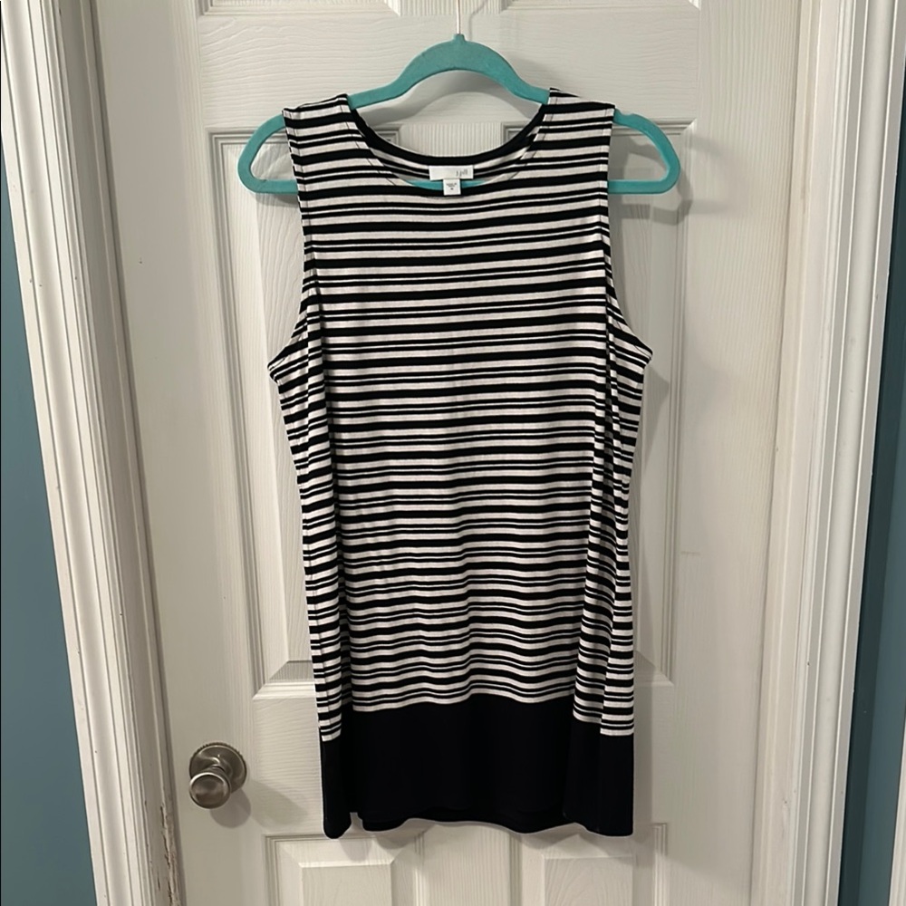 J. Jill Black and White Striped Top